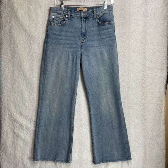 7 For All Mankind Denim - 7 For All Mankind Luxe Vintage Cropped Alexa Jeans Size 30 Light Wash Raw Hem
